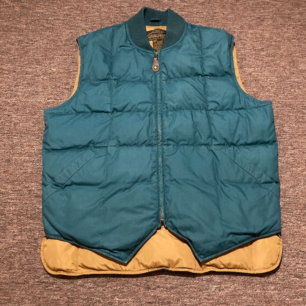 Vintage Eddie Bauer Downlight Men’s Medium Vest Puffer Quilted Outdoors Teal - Picture 1 of 9